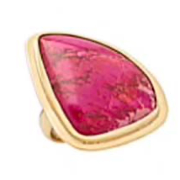 JASPER GEM RING, PINKS, ADJUSTABLE ONE SIZE, LARGE FREEFORM, ALCHEMIA BY CHARLES - Picture 2 of 2
